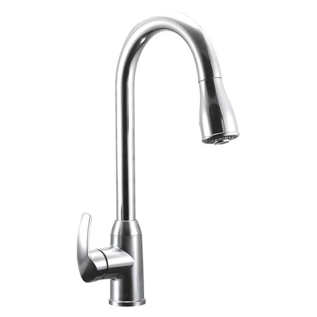 DURA FAUCET Dura Faucet Single Handle Pull-Down RV Kitchen Faucet - Chrome DF-NMK508-CP